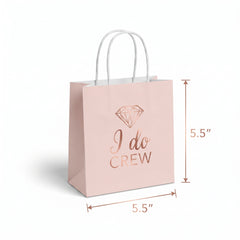 "I Do Crew" Blush Wedding Gift Bags, 6-Pack