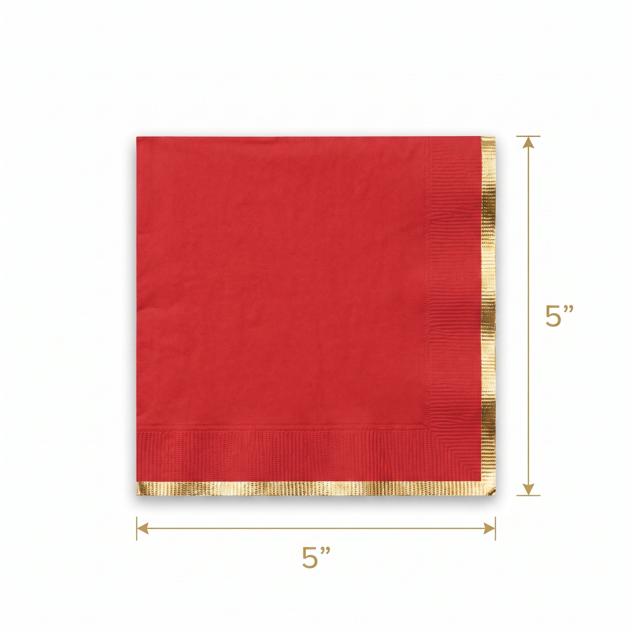 Elegant Red Hot Stamped Beverage Napkins - 5 In. X 5 In.