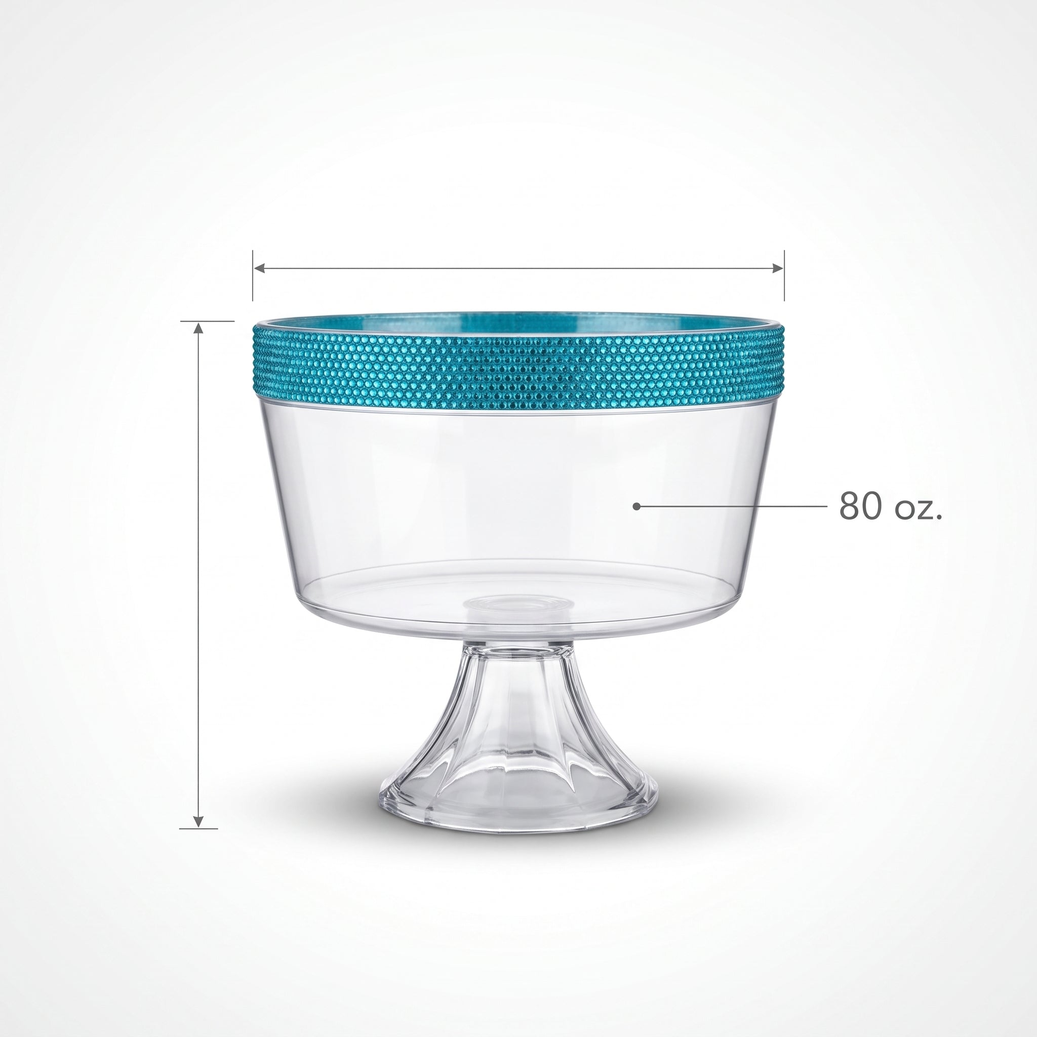 Caribbean Blue Rhinestone Trifle Bowl - 80 oz Candy Buffet Display