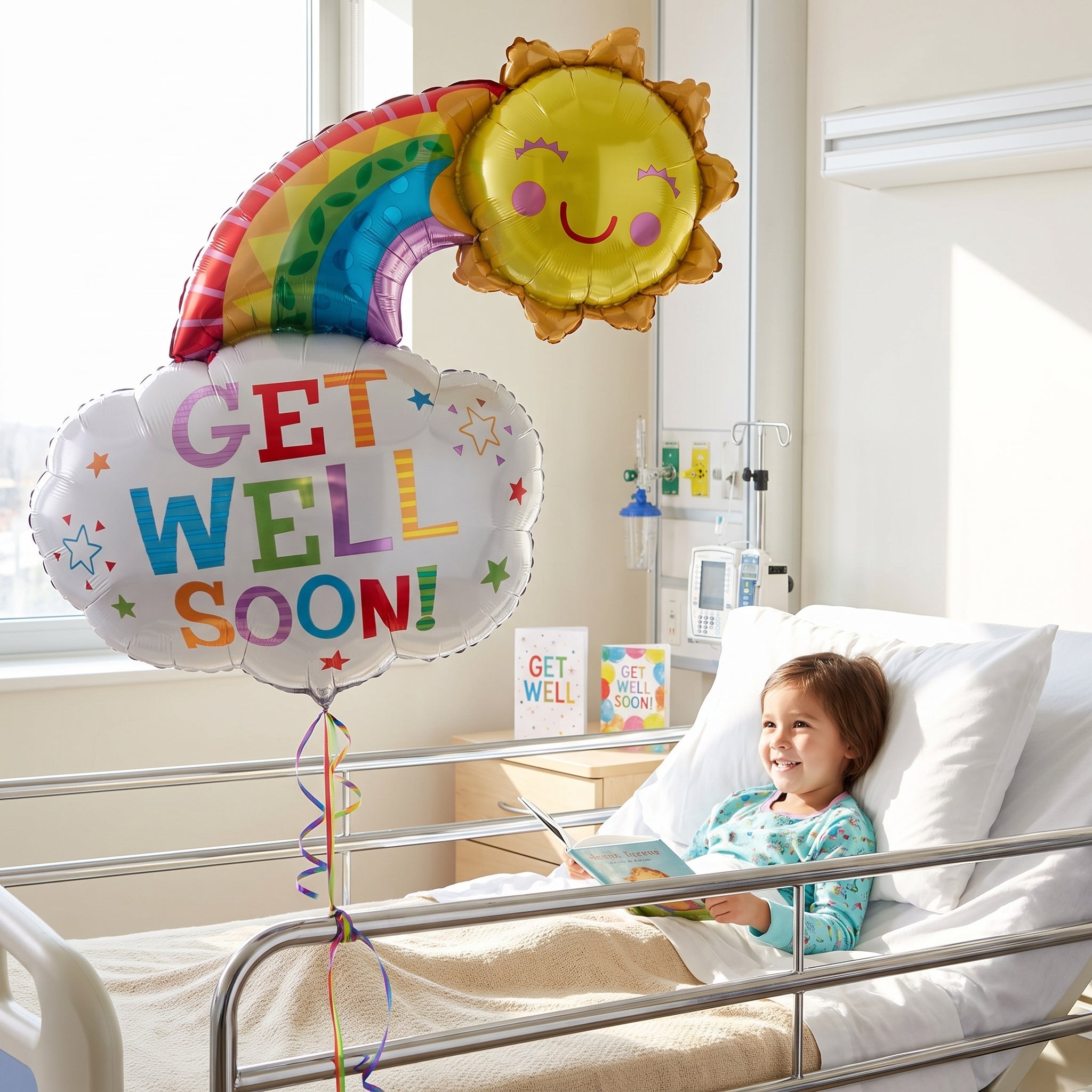Get Well Soon Rainbow & Sun Foil SuperShape Balloon
