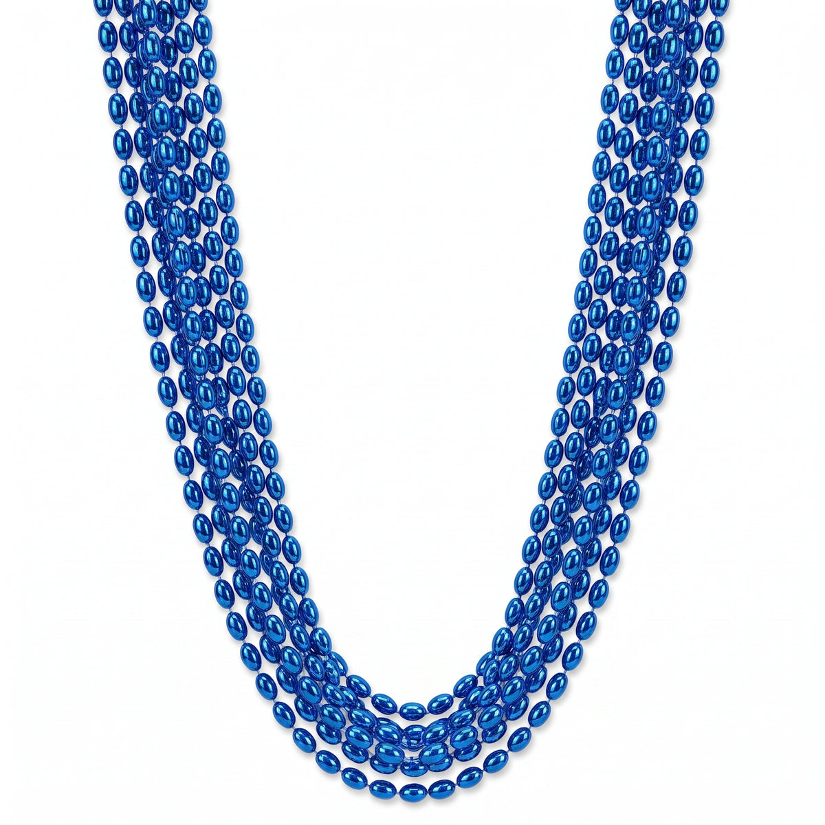 Royal Blue Metallic Bead Necklaces, 30-Inch, 8-Pack