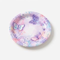 Butterfly Flutter 9" Round Paper Plates - 8 Pack