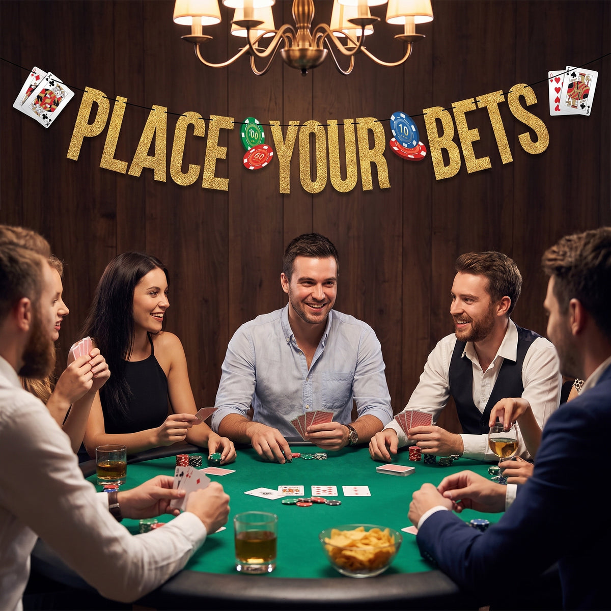 Roll the Dice "Place Your Bets" Glitter Casino Banner
