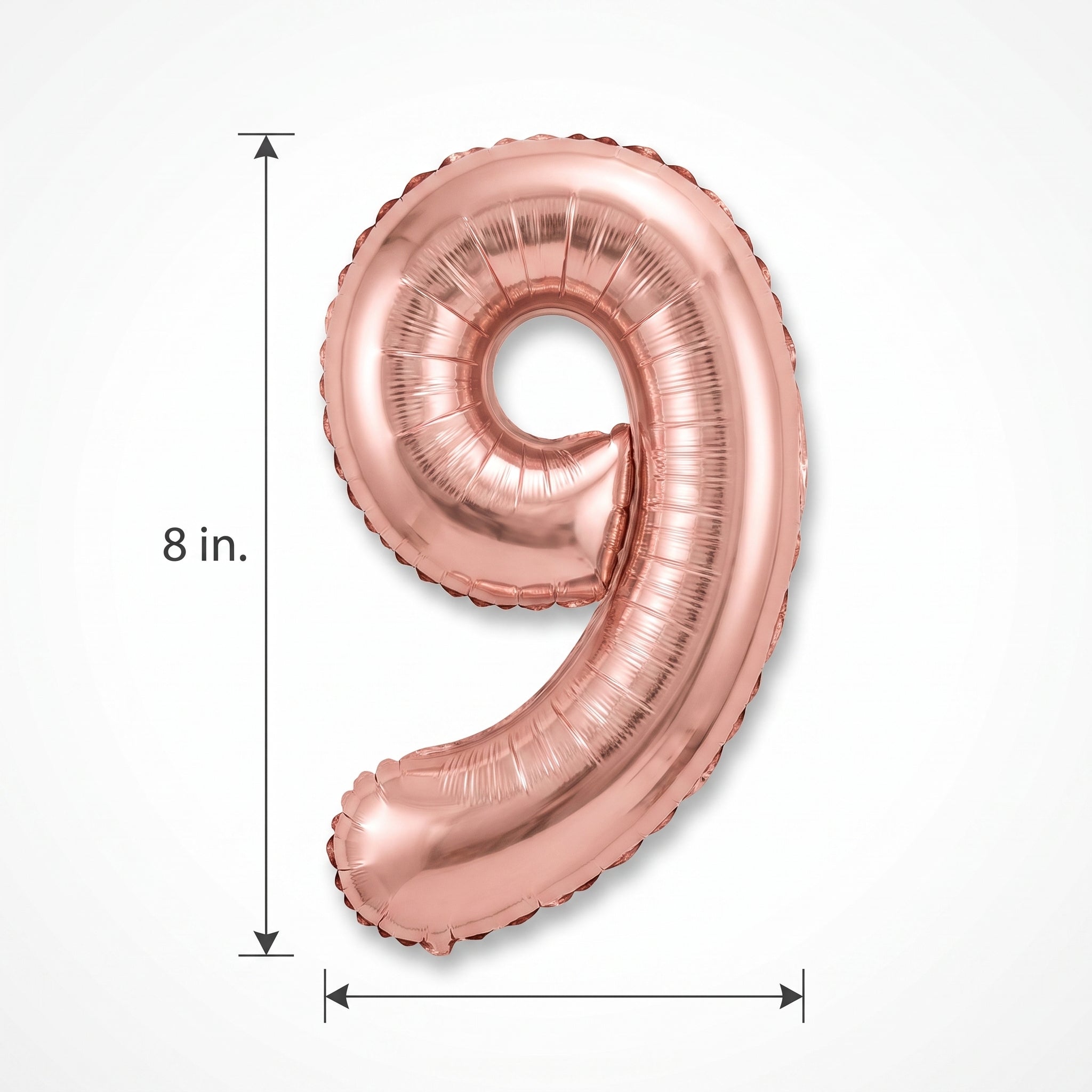 Rose Gold Script Number 9 Foil Balloon - 8-Inch Air-Filled