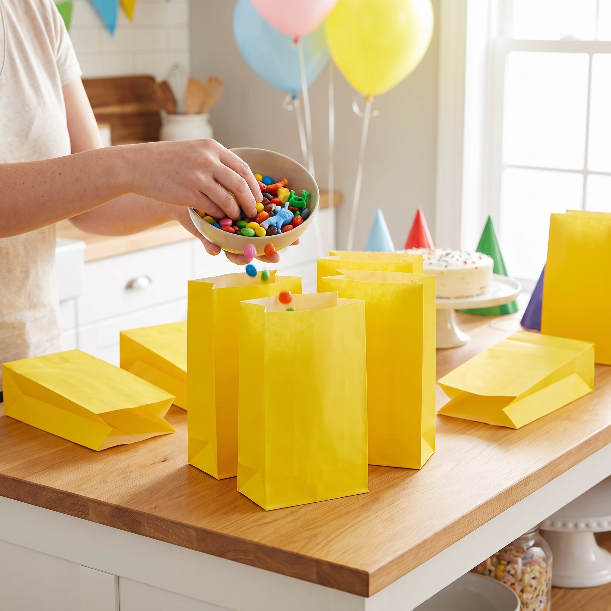 Sunshine Yellow Paper Treat Bags - 12 Pack
