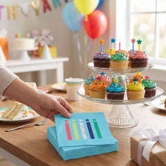 Modern Birthday Candle Beverage Napkins - 16 Pack - 5 In. X 5 In.
