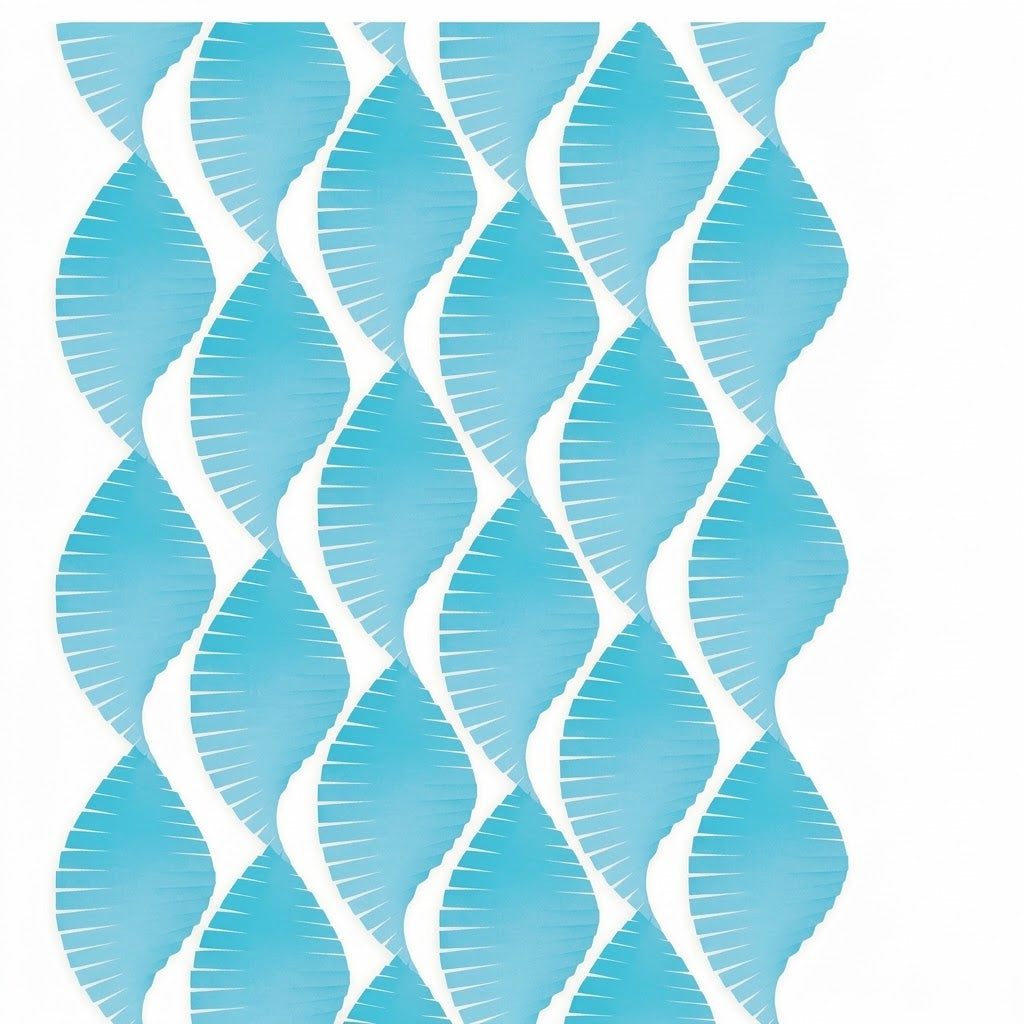 Caribbean Blue Wide Fringe Crepe Streamer - 30 ft