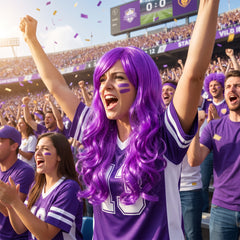Glamorous Purple Long Wig - Perfect for Team Spirit & Everyday Style