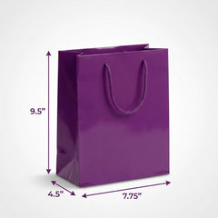 Glossy Purple Medium Gift Bag with Rope Handles