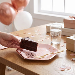 Blush Birthday Hexagon Plates with Rose Gold Accents - 7" - 8 Pack