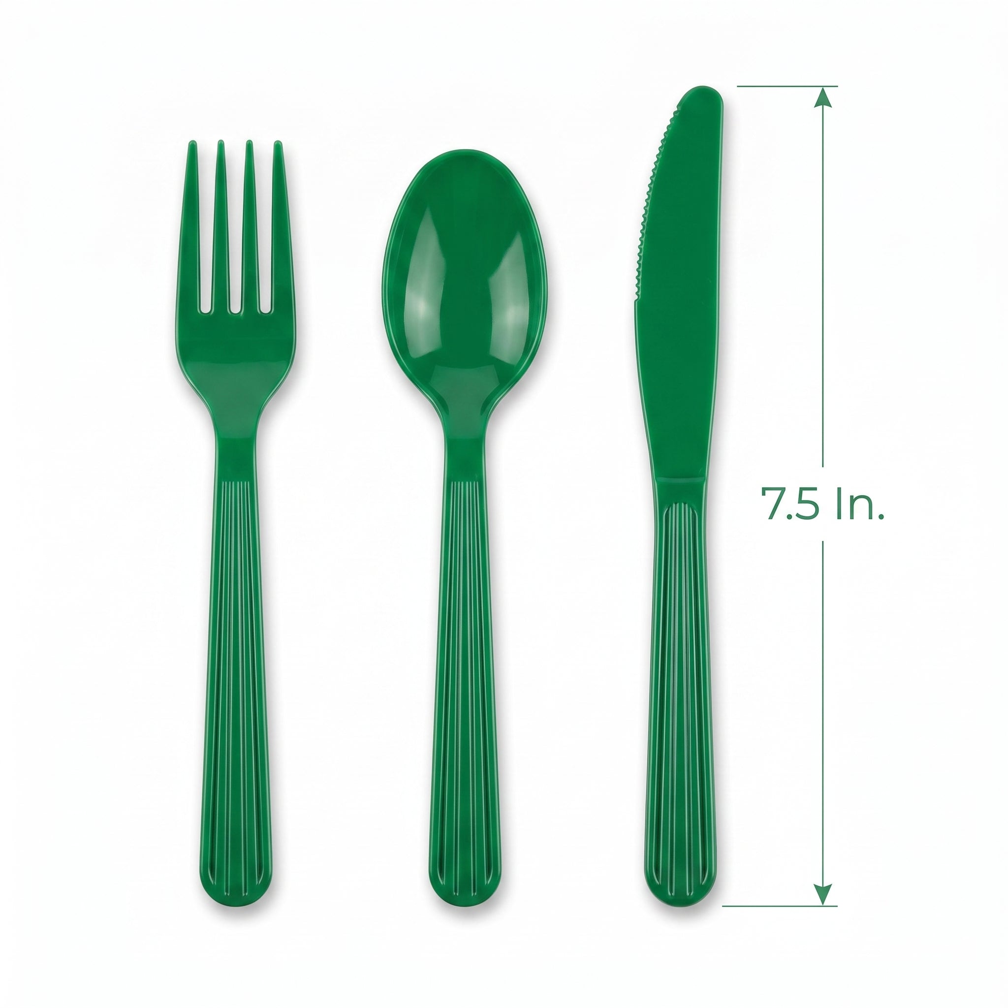 Festive Green Assorted Plastic Cutlery Set - 7.5 in. - 24 Pack
