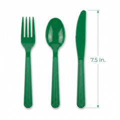 Festive Green Assorted Plastic Cutlery Set - 7.5 in. - 24 Pack