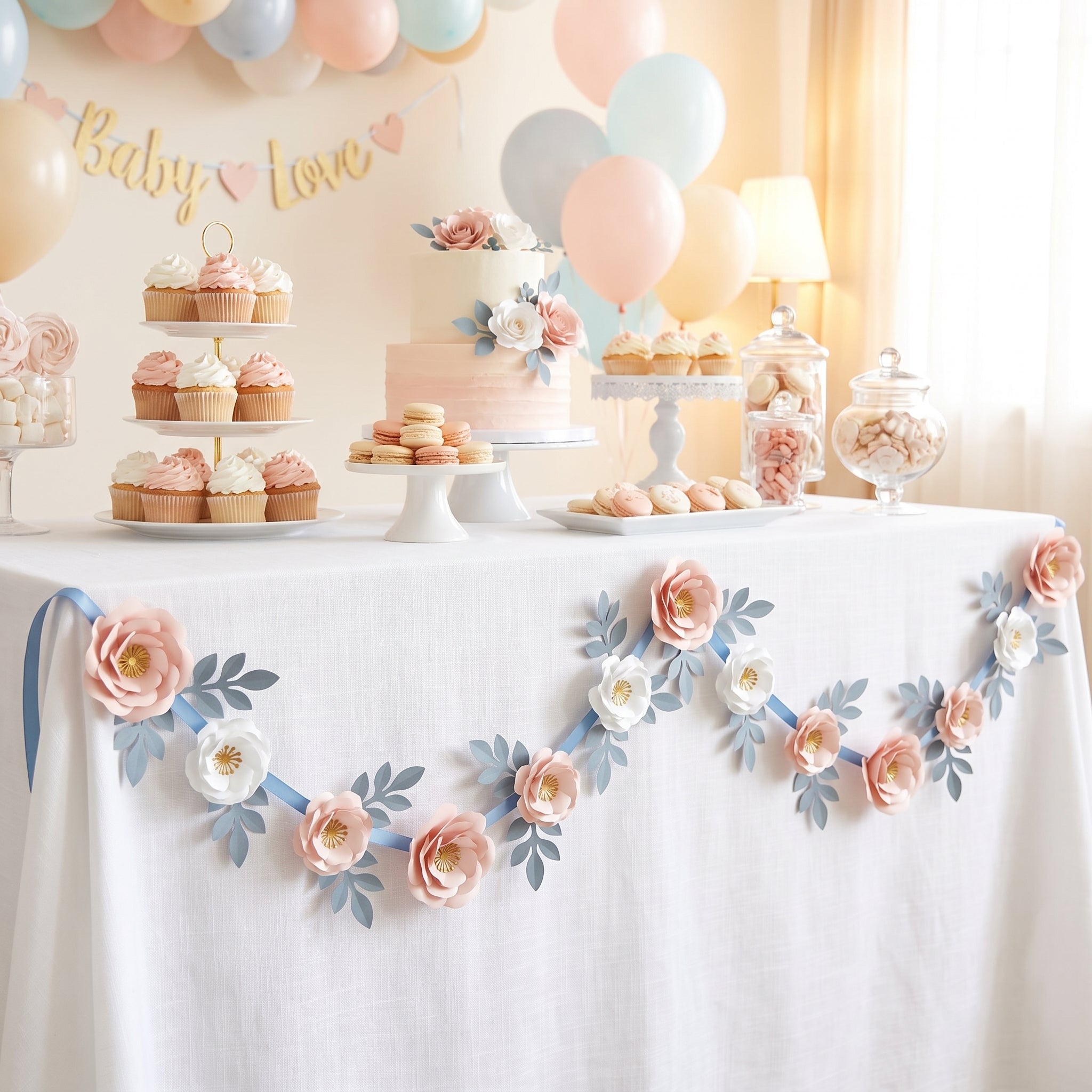 Rose Gold Floral Garland Decoration - 9 ft