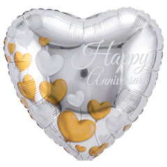 Heart-Shaped Happy Anniversary Mylar Balloon - 18 Inch