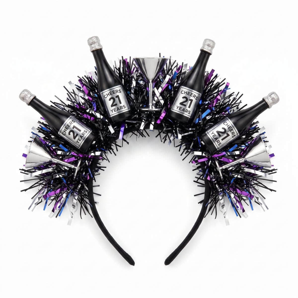 Finally 21 Deluxe Headband with Bottle and Glasses
