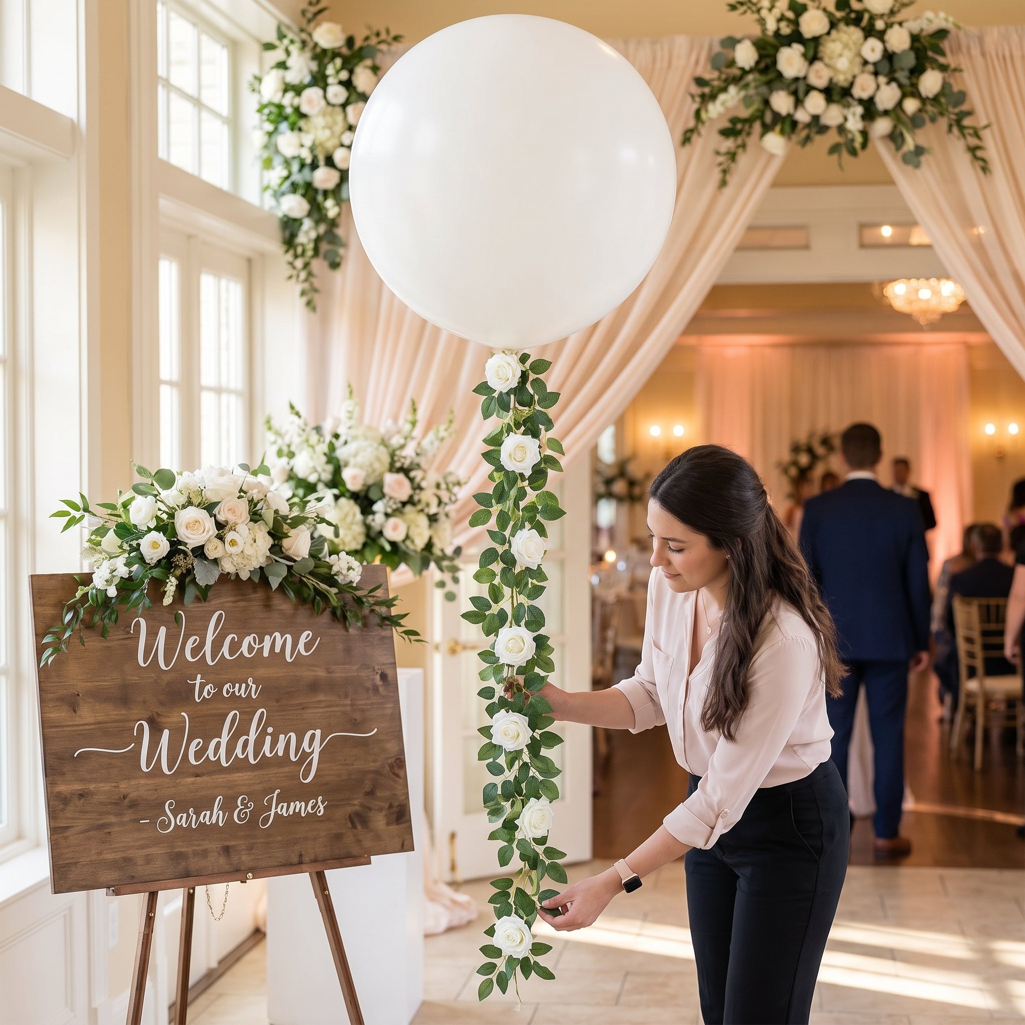 Elegant Floral Balloon Tail Accessory, 6-ft