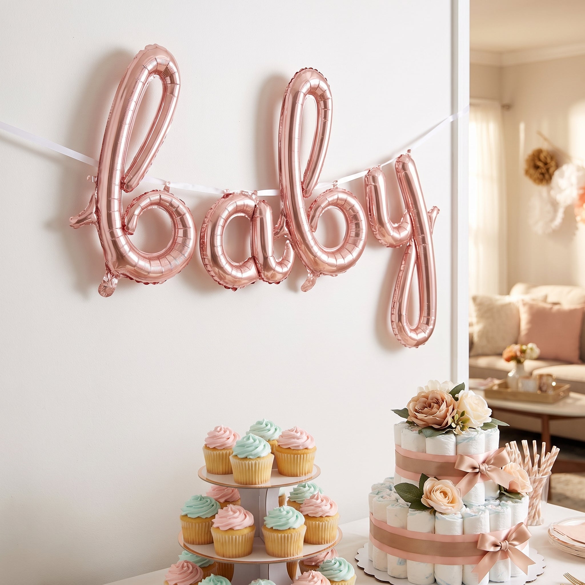 Rose Gold Script Letter 'B' Foil Balloon - 8-Inch Air-Filled