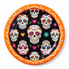 Sugar Skull Soiree Halloween Paper Plates - 8.75" Round