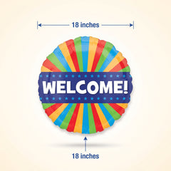 "Welcome" Rainbow Foil Balloon - 18" Metallic Mylar