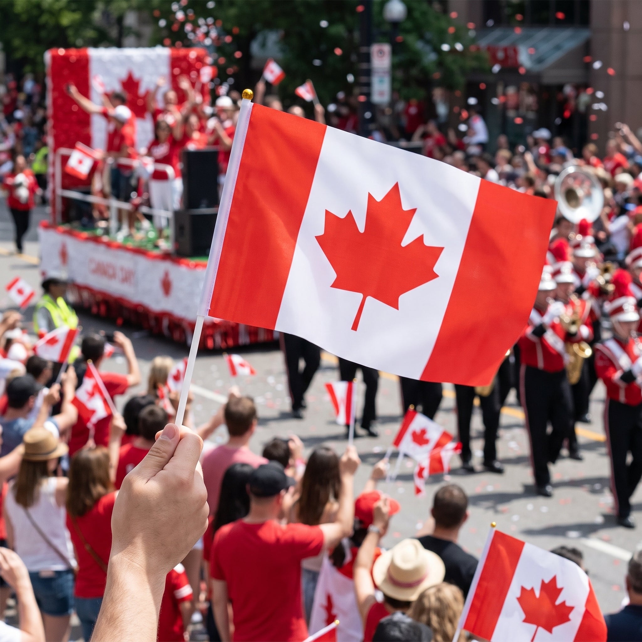 Large Maple Leaf Plastic Flags - Canada Day Decoration, 12 Pack