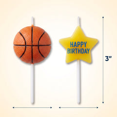 Basketball Birthday Candle Picks, 3-Inch, 6-Pack for Sports Party