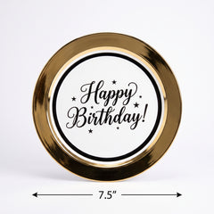 Metallic Gold Birthday Premium Plastic Dessert Plates - 10 Pack