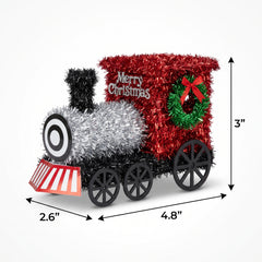 Festive 3D Tinsel Christmas Train Decoration