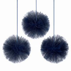 Navy Tulle Fluffy Decorations - Set of 3