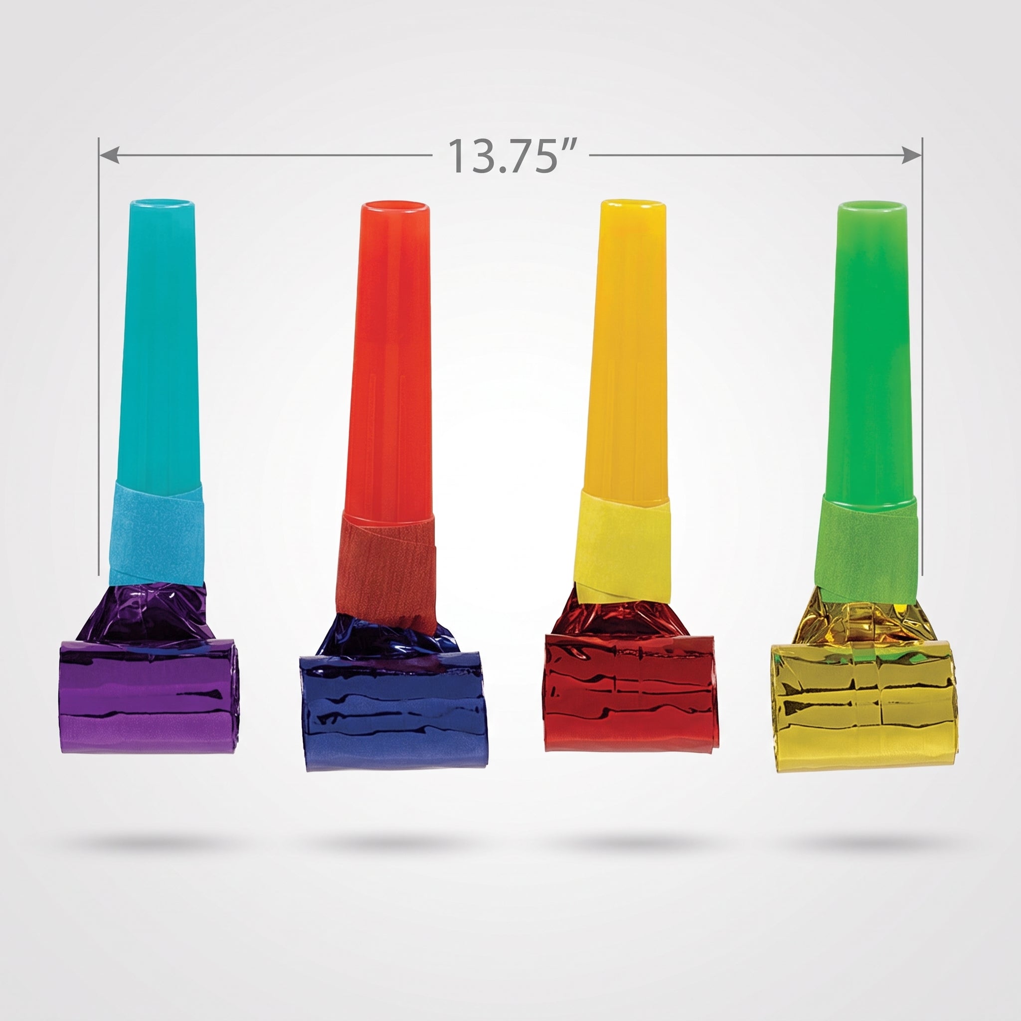 Metallic Rainbow Blowout Noisemakers - 8 Pack