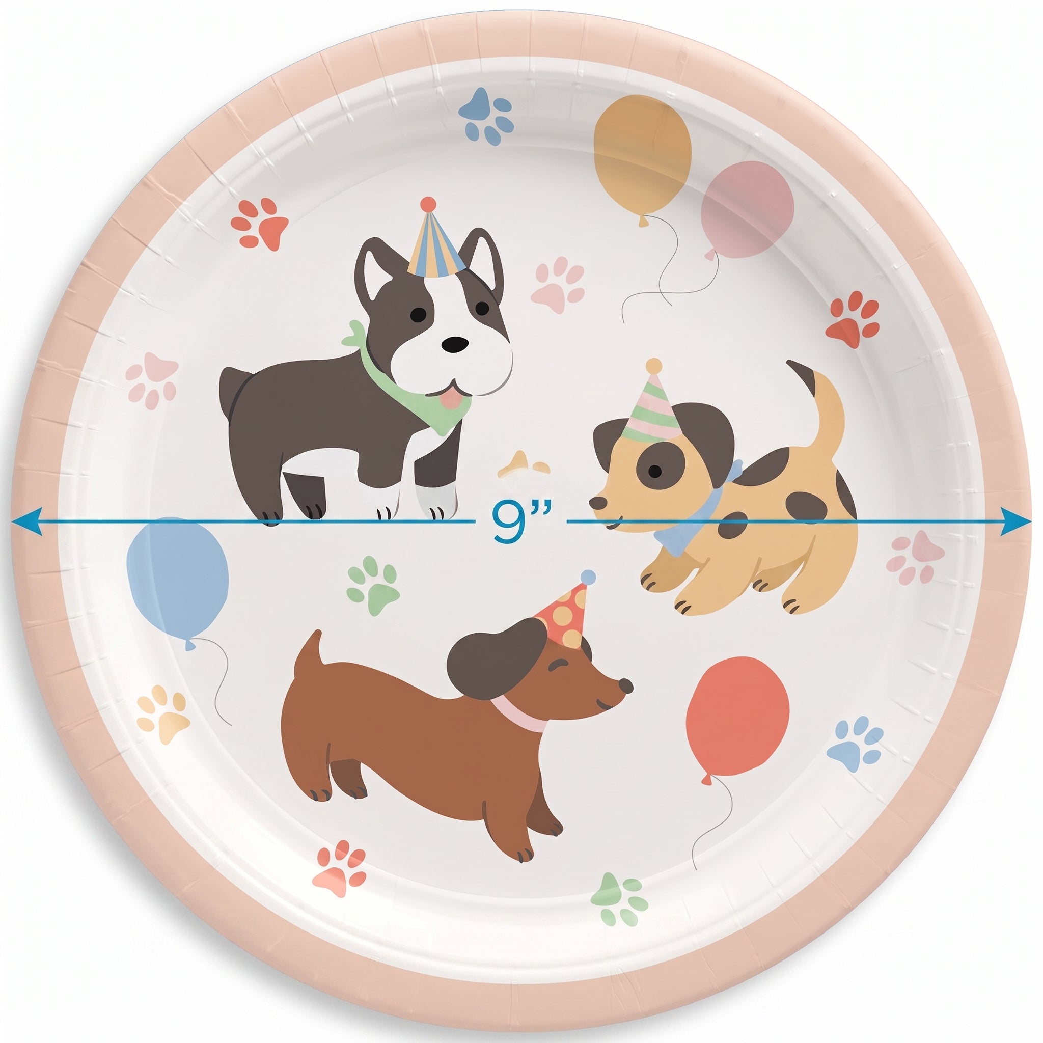 Paw-ty Pups 9" Round Paper Plates