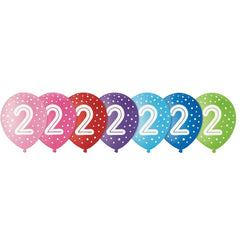 Colorful 12" Number 2 Printed Latex Balloons