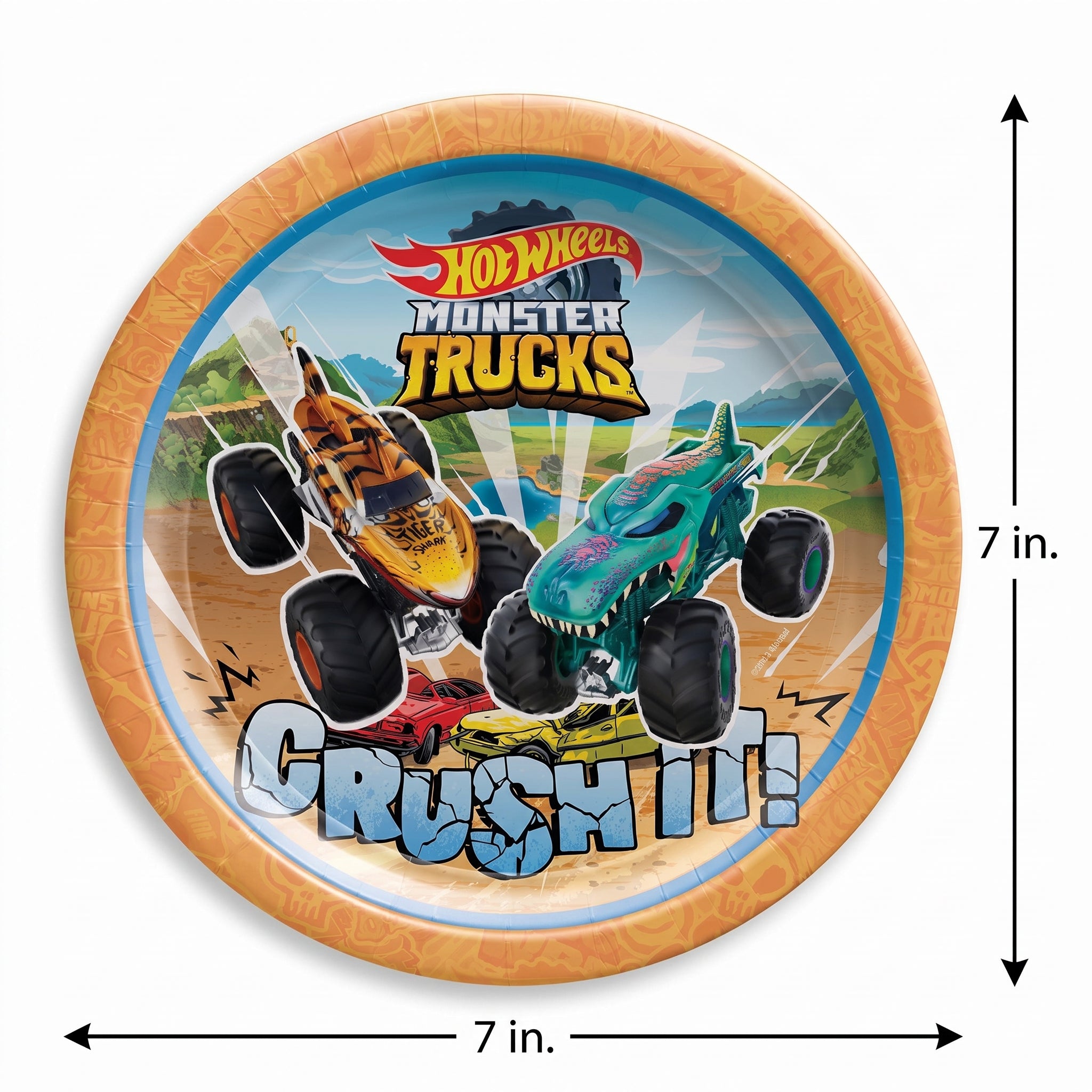 Hot Wheels Monster Trucks 7" Paper Plates