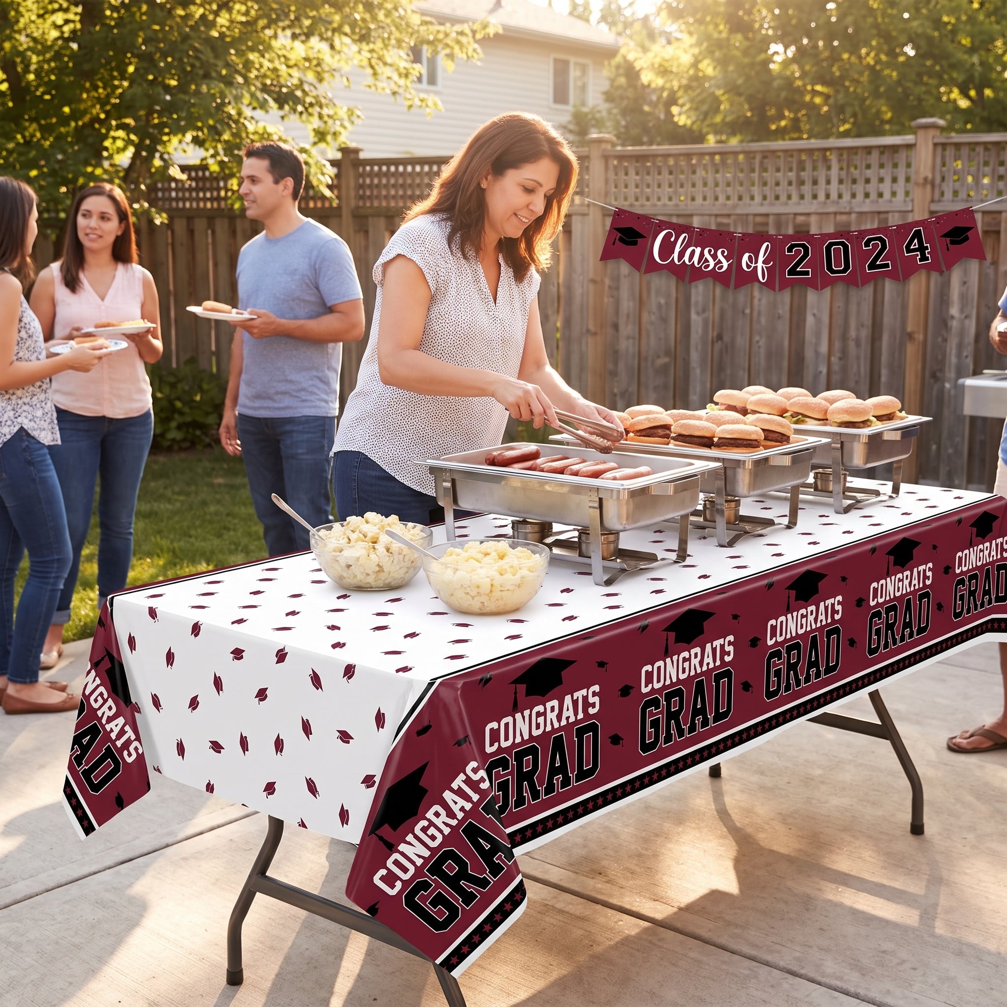 Congrats Grad Maroon Plastic Table Cover - 54x84-Inch