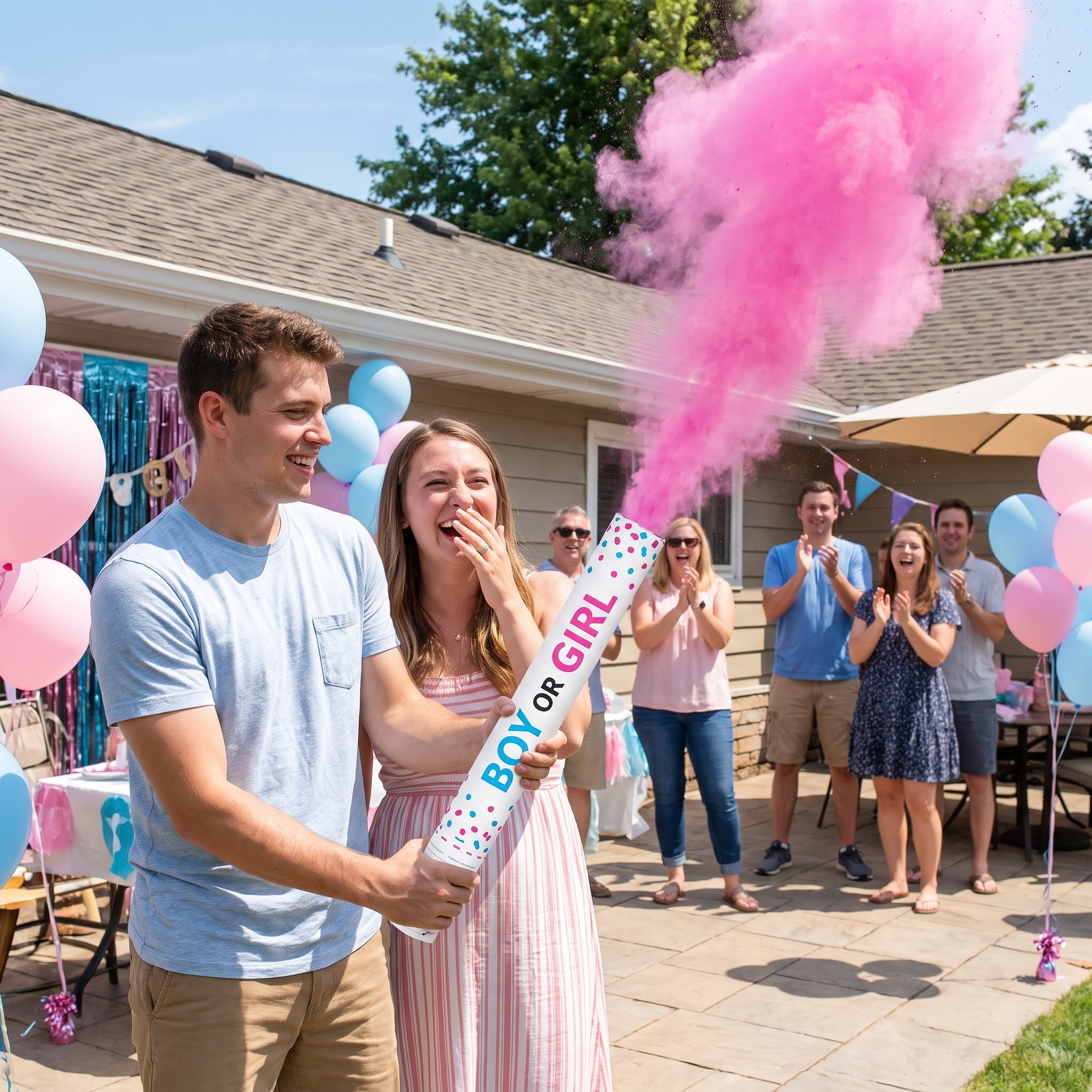 Pink Gender Reveal Powder Cannon - 24-Inch Party Popper