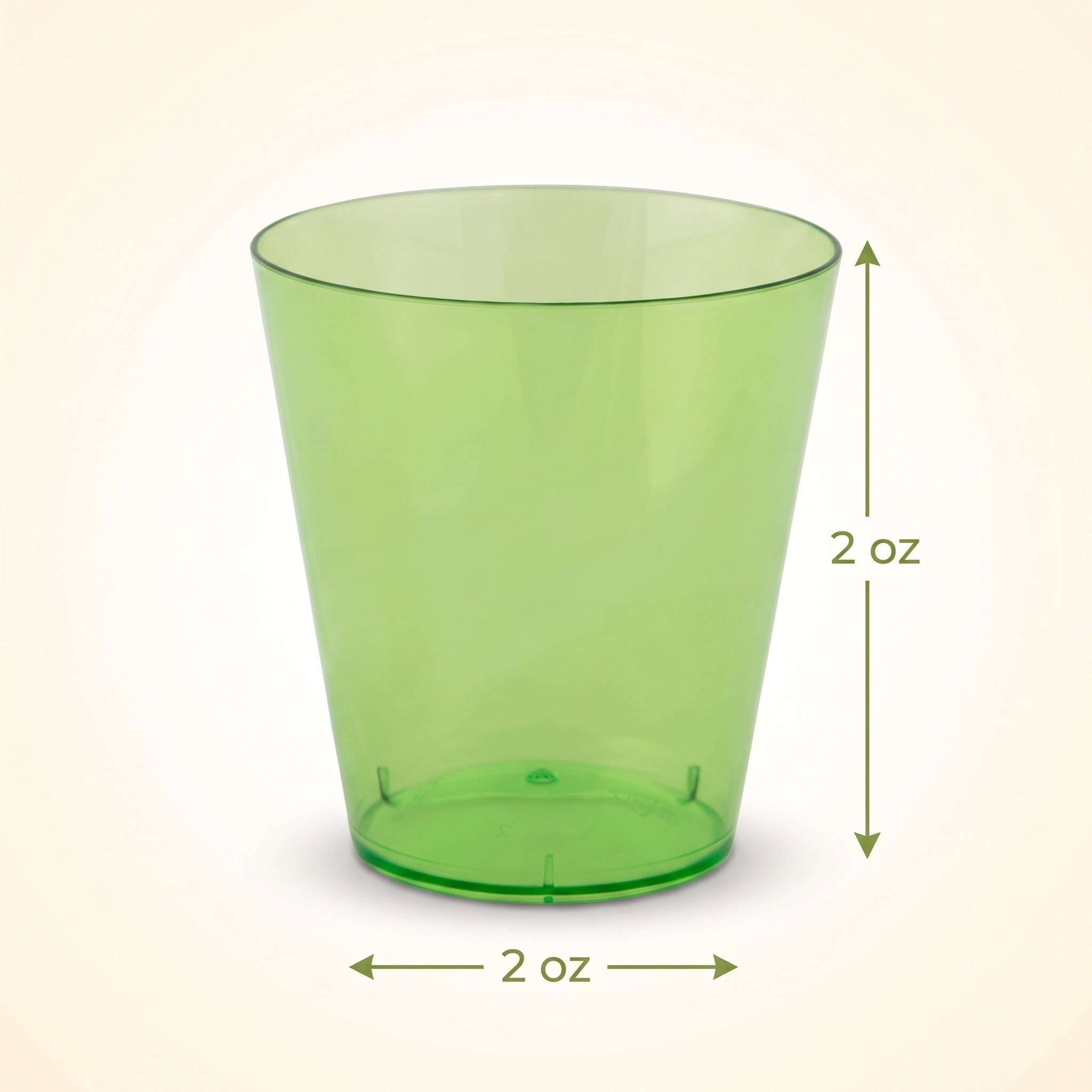 Kiwi Green Plastic Shot Glasses - 2 oz, 100 Pack