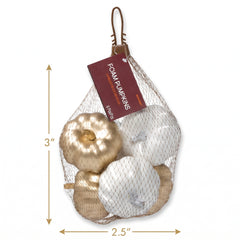 Metallic Gold & White Mini Foam Pumpkins - 6 Pack