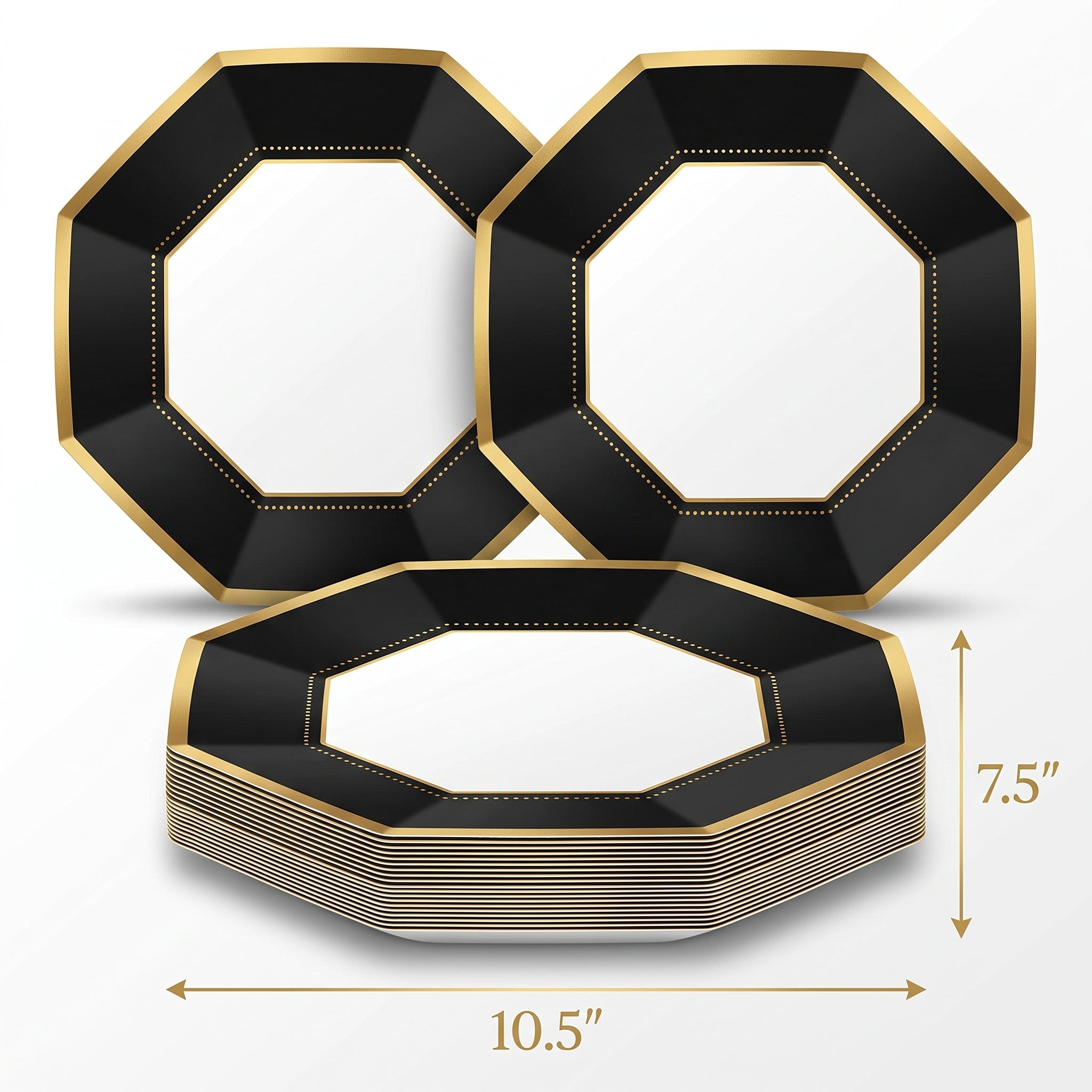 Premium Black 10" Octagonal Paper Plates - Multipack