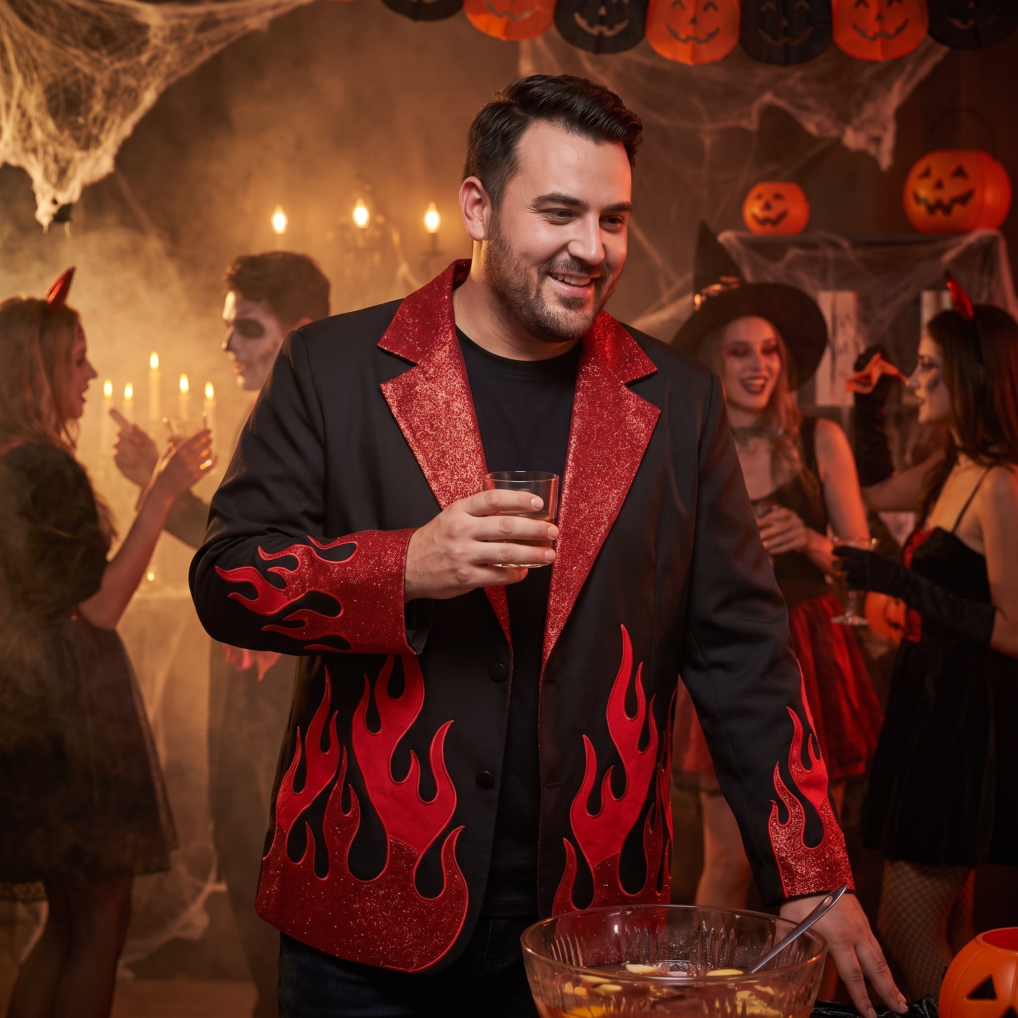Men's Plus Size Devil Flame Jacket - Halloween Costume