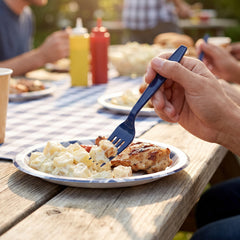 True Navy Economy Plastic Forks - 7.5 in. - 20 Pack