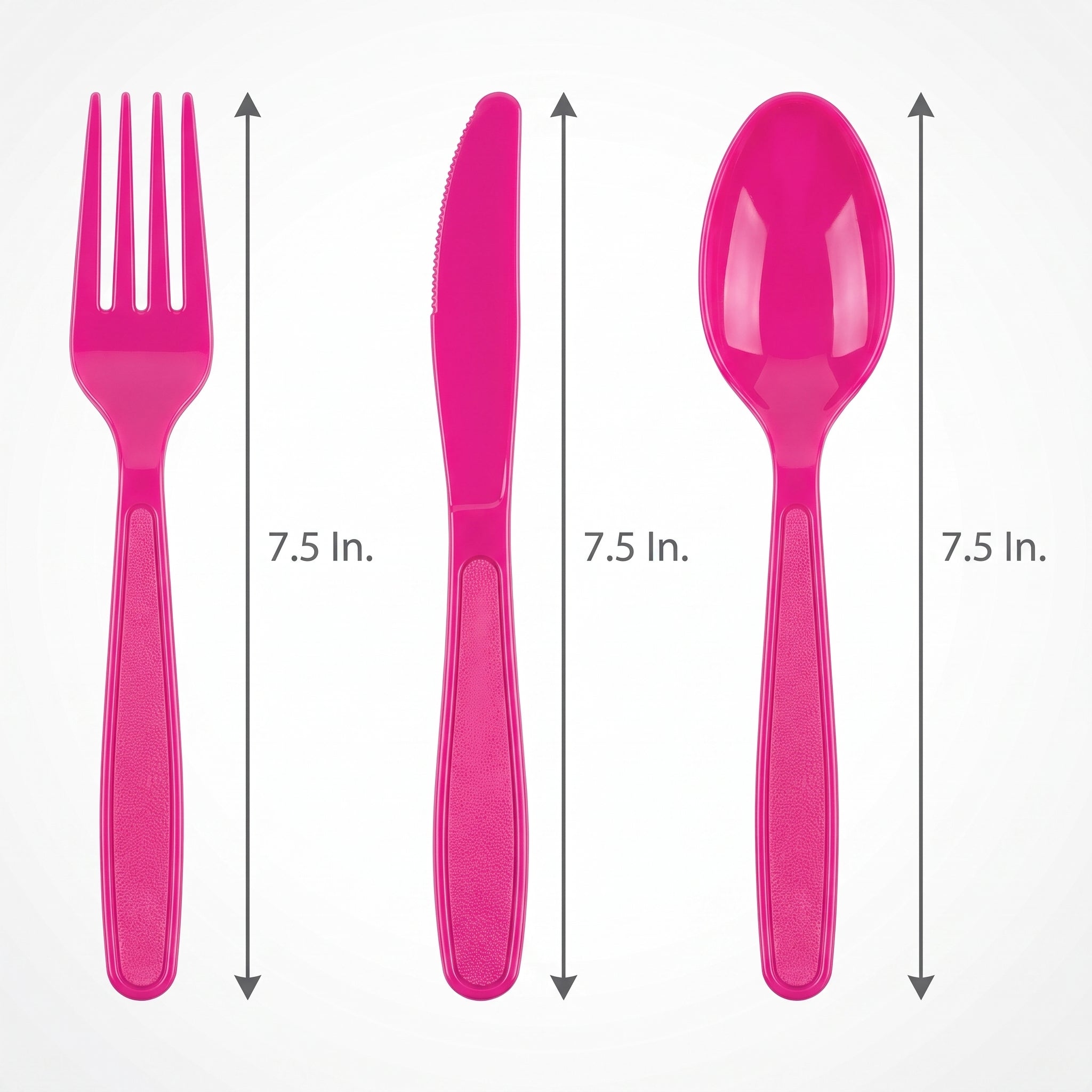 Hot Pink Heavyweight Plastic Cutlery Set - 7.5 in. - 24 Count