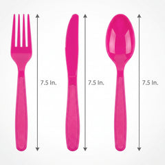 Hot Pink Heavyweight Plastic Cutlery Set - 7.5 in. - 24 Count