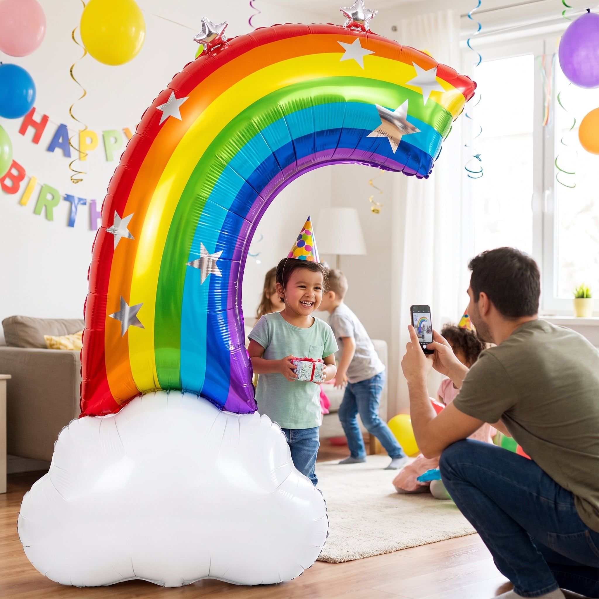 AirLoonz Rainbow Foil Balloon with Stars