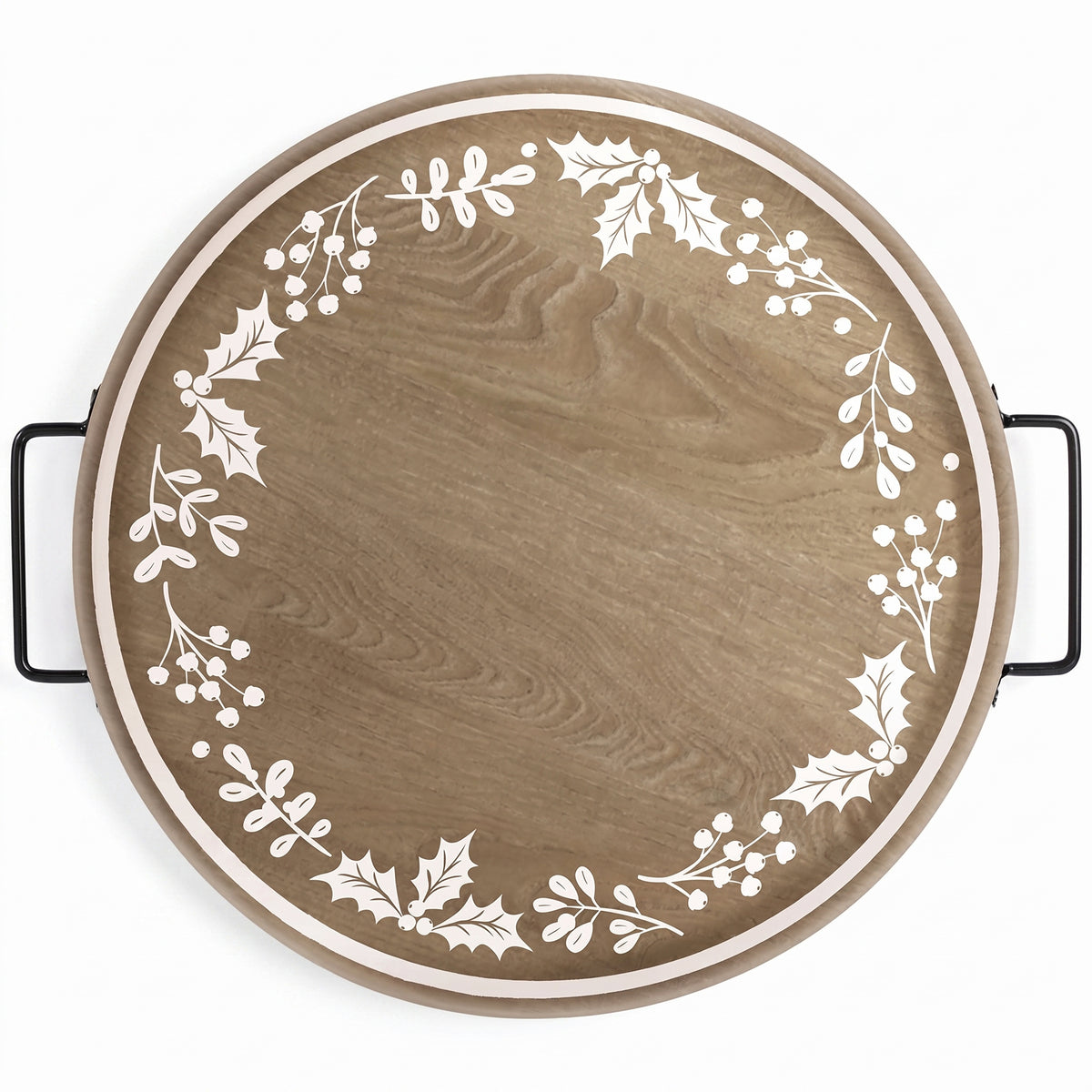 Rustic Christmas Holly Border Tray