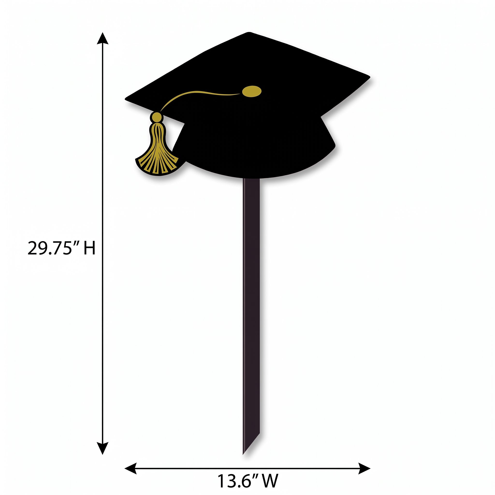Graduation Cap Lawn Sign - Black & Gold Outdoor Decoration