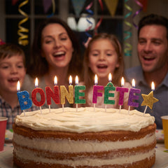 Bonne F√™te Glitter Birthday Candle Picks - 10 pcs