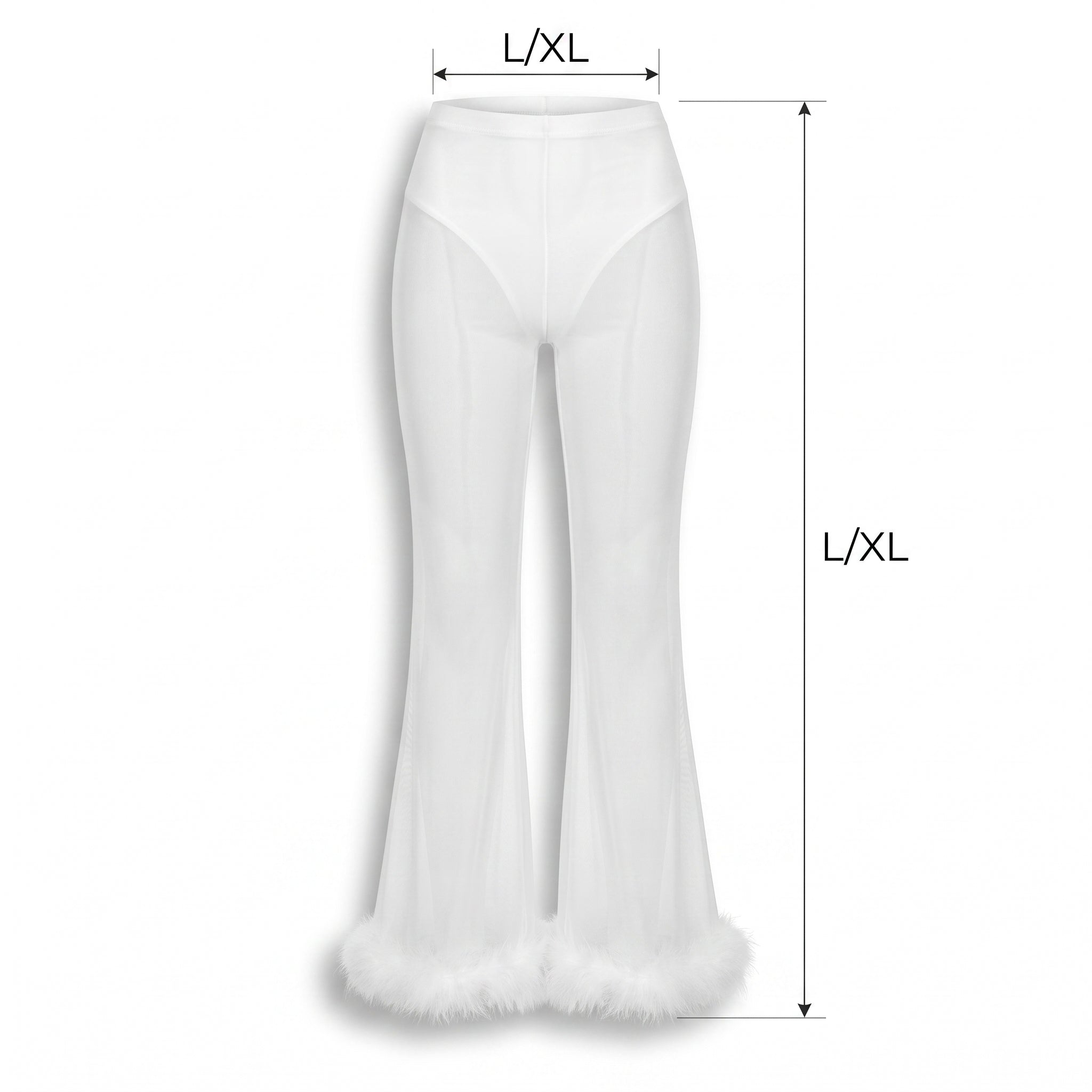 Women's Angel Costume Pants with Marabou Trim - L/XL