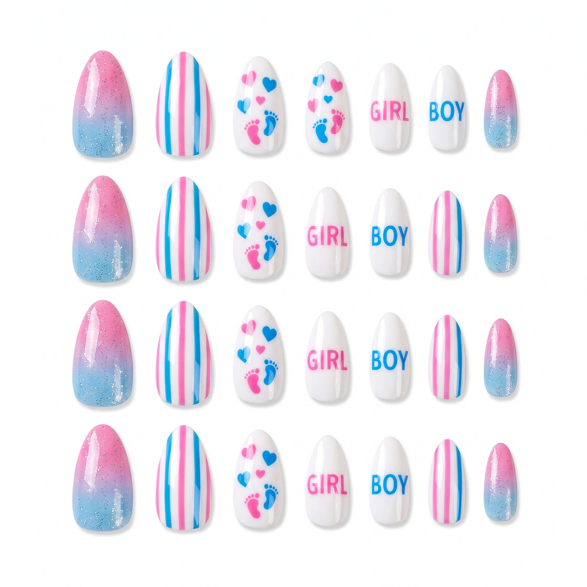 Gender Reveal Baby Shower Faux Nail Set