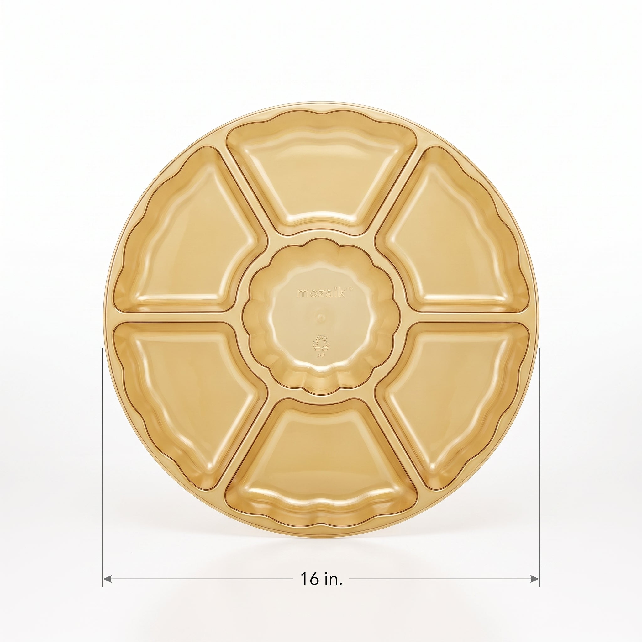 Gold Scalloped Compartment Chip and Dip Tray - 16 In.