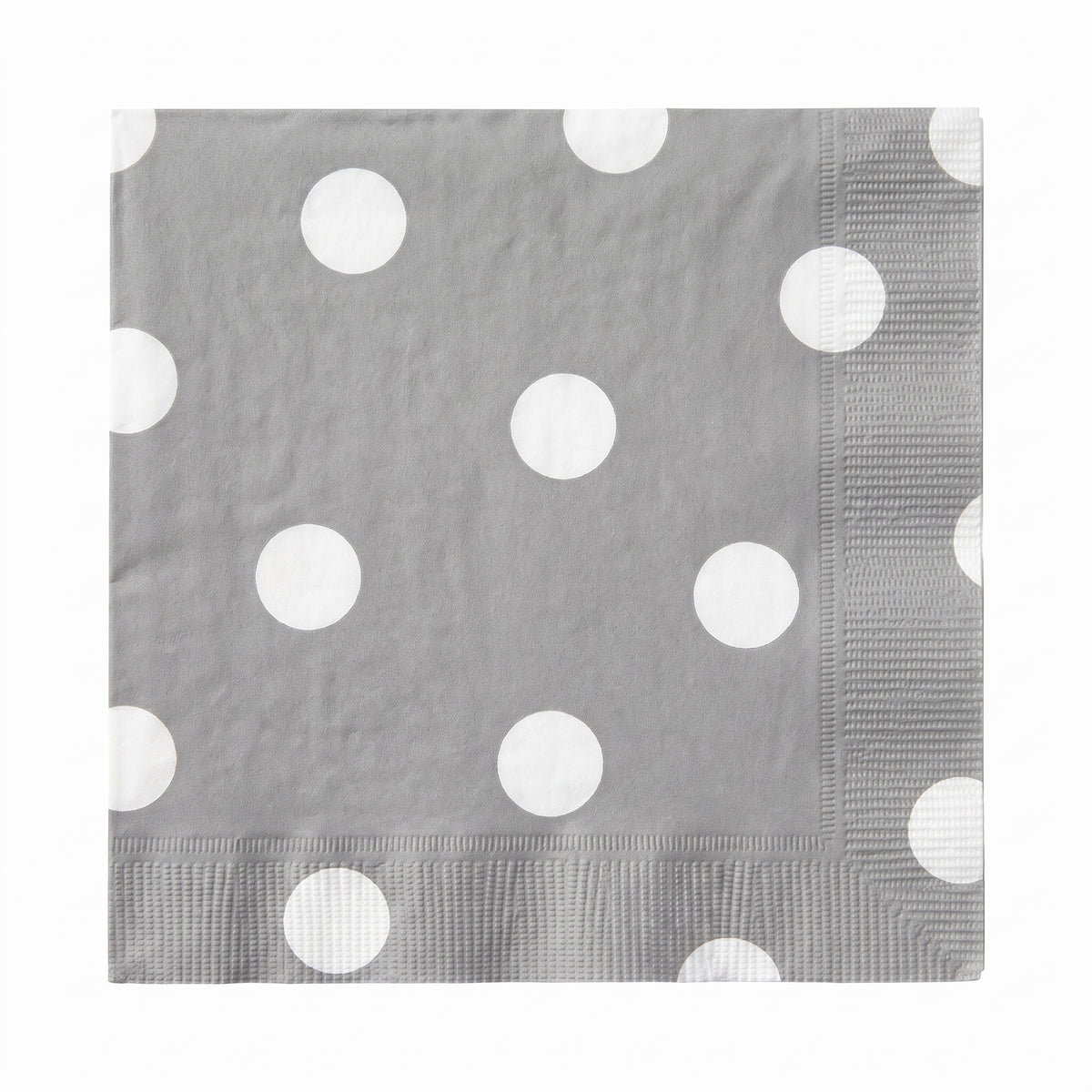 Sophisticated Silver Dot Border Beverage Napkins - 5 In. X 5 In.