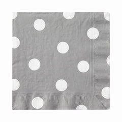 Sophisticated Silver Dot Border Beverage Napkins - 5 In. X 5 In.